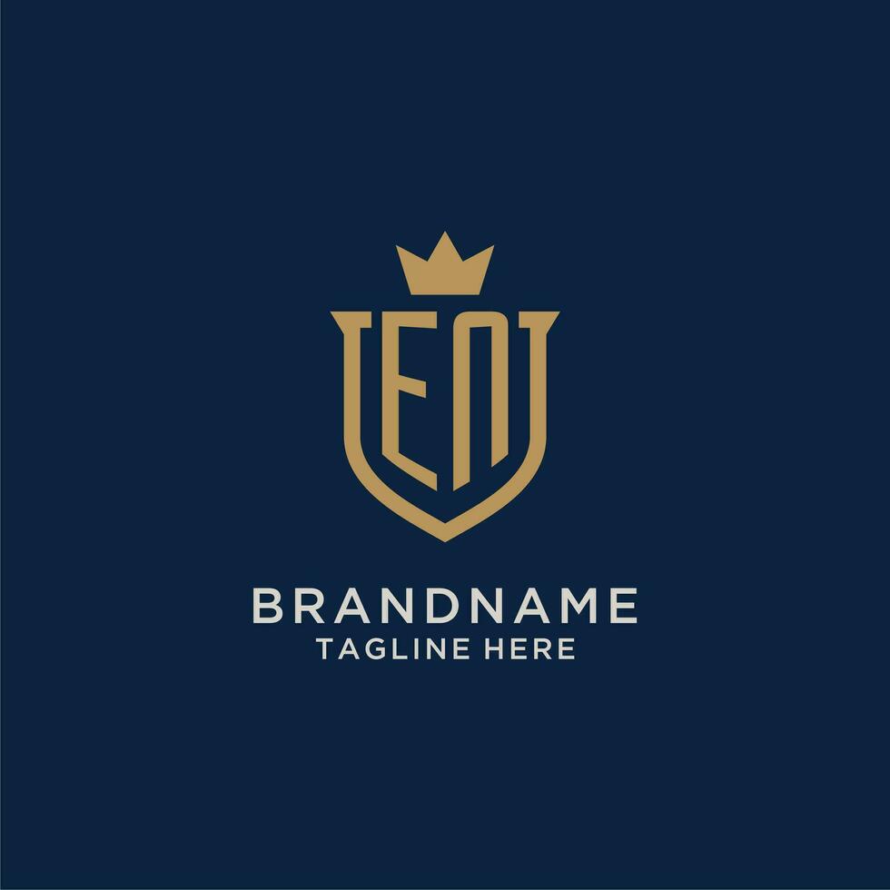 EN initial shield crown logo vector