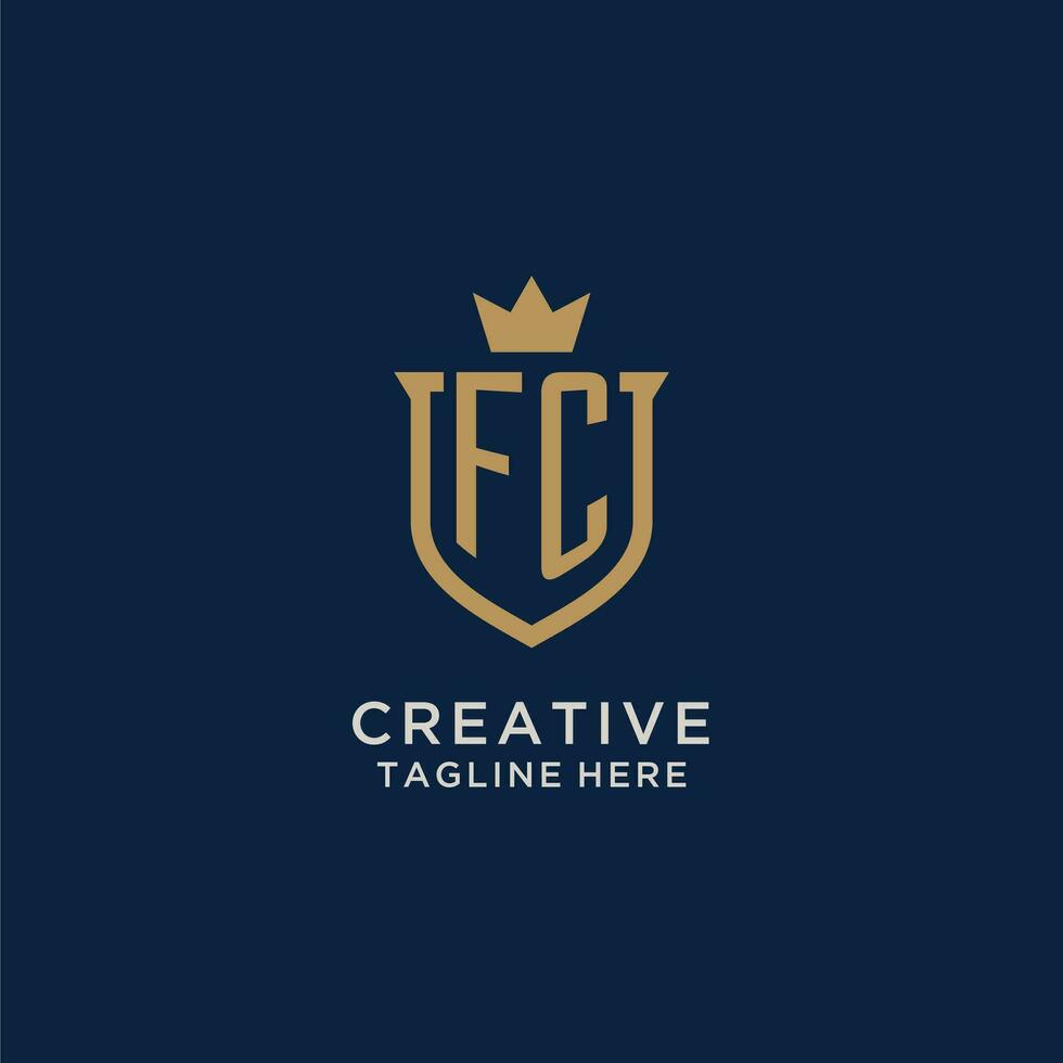 FC initial shield crown logo vector