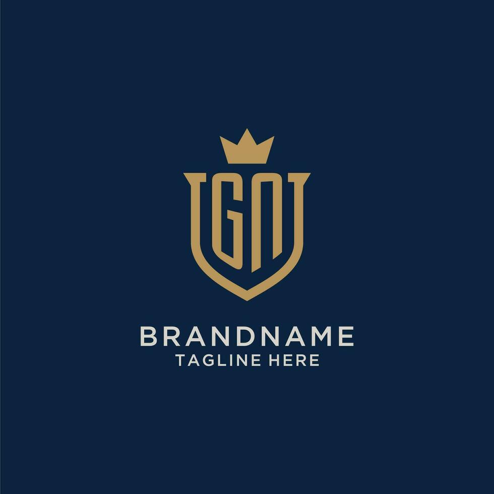 GN initial shield crown logo vector