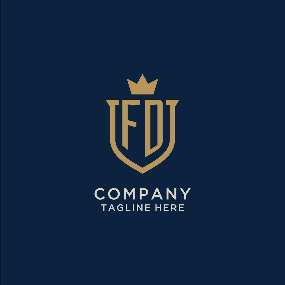 FD initial shield crown logo vector