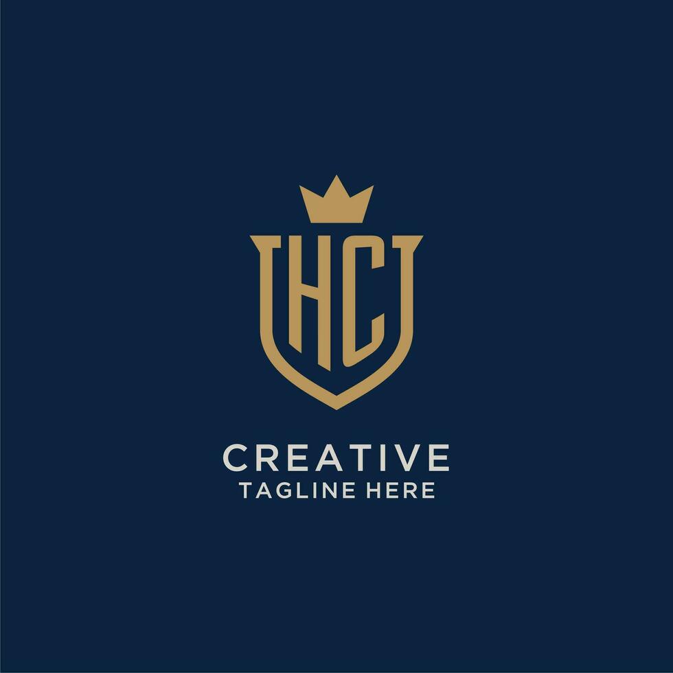 HC initial shield crown logo vector