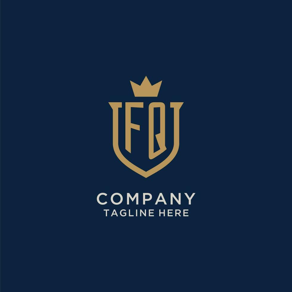 FQ initial shield crown logo vector