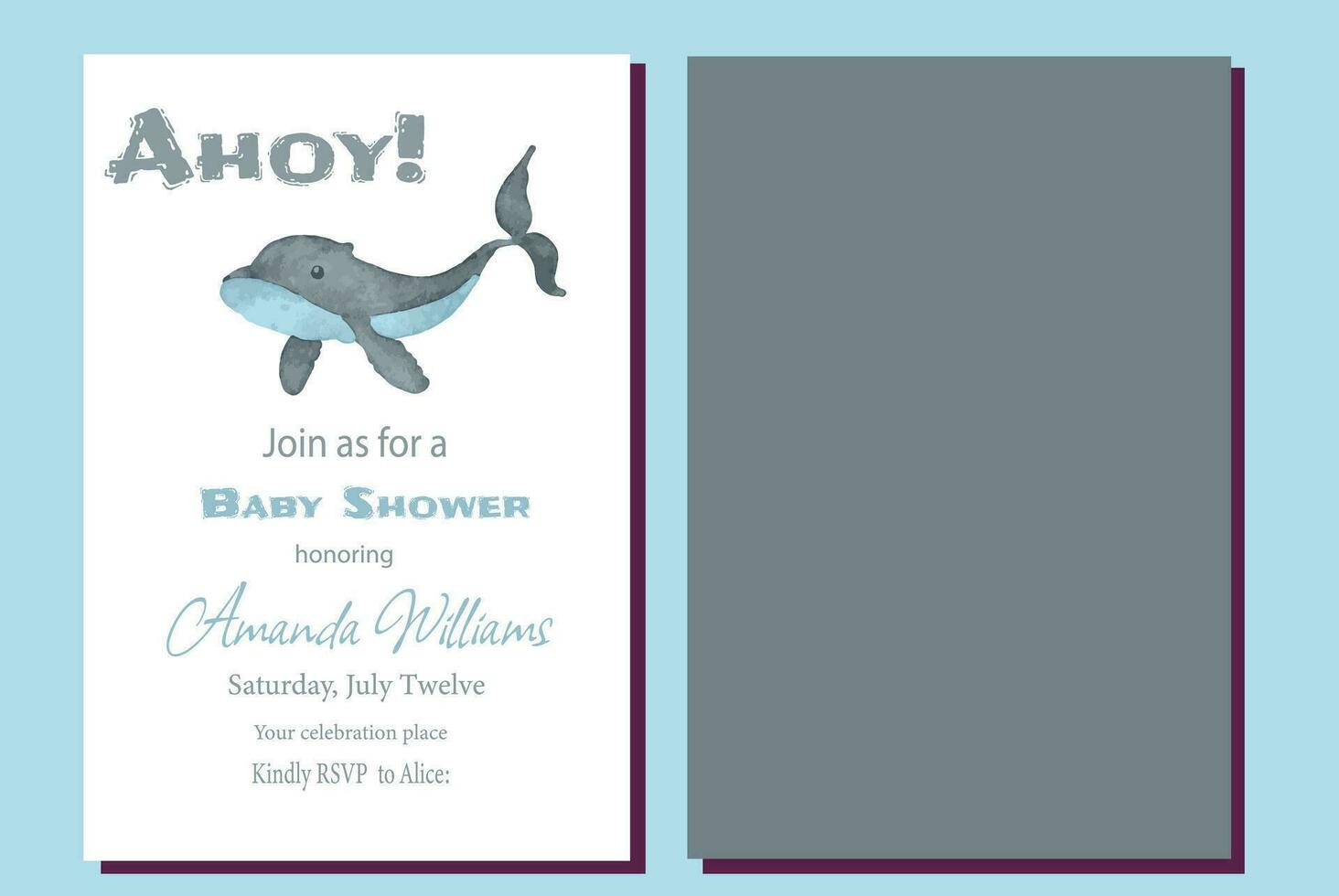 Ahoy ocean whale Nautical themed Blue Boy Baby Shower Invitation 27475361  Vector Art at Vecteezy