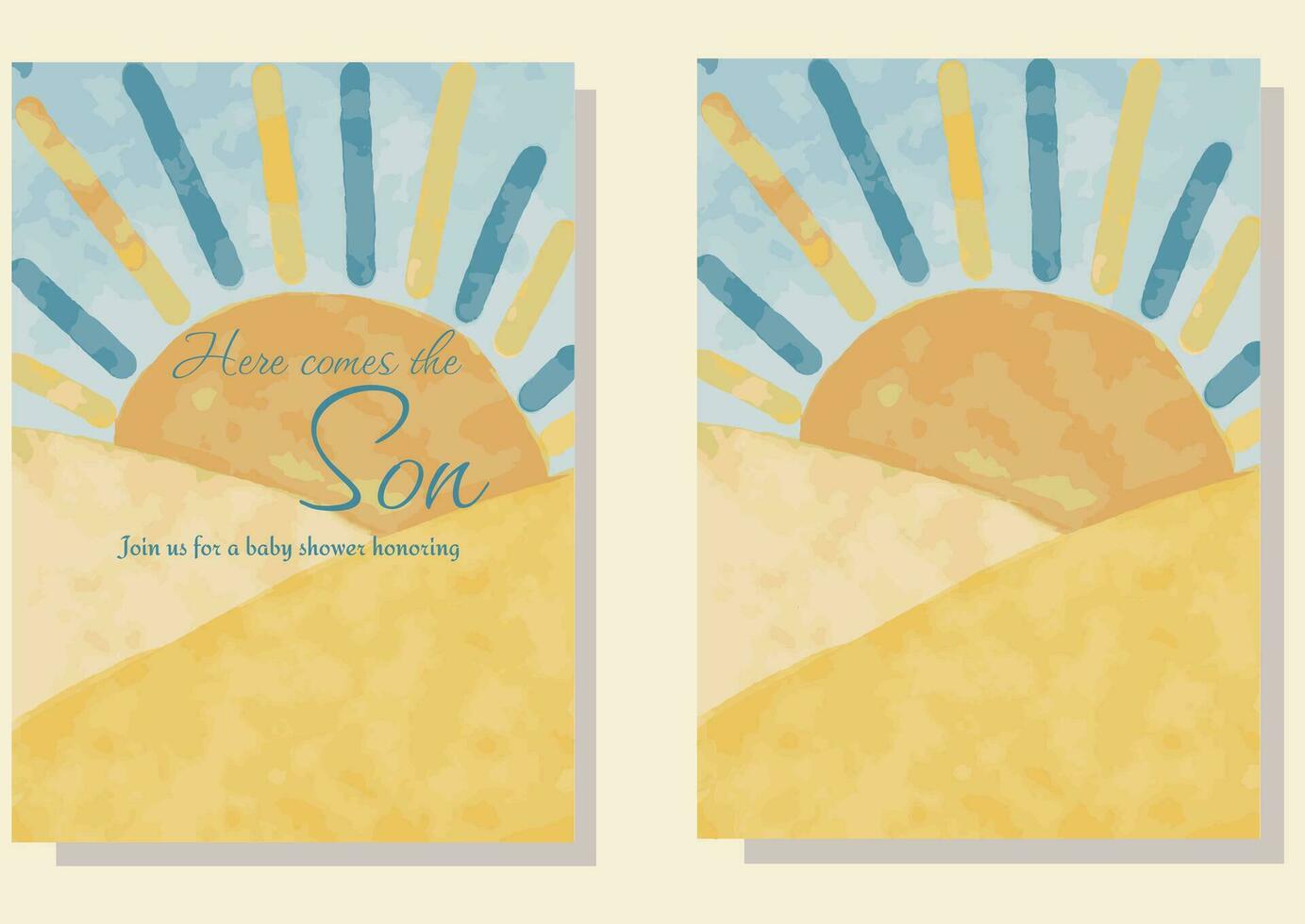 Sun Landscape Background for a Here Comes the Son Sunshine Baby Shower Theme. Ready for posters, bannes, cards, invitations and more. Just add the text in any editor you wish vector