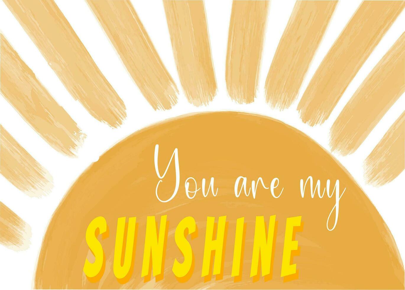 Watercolor Boho Yellow Sun you are my Sunshine for nersery and party decor vector