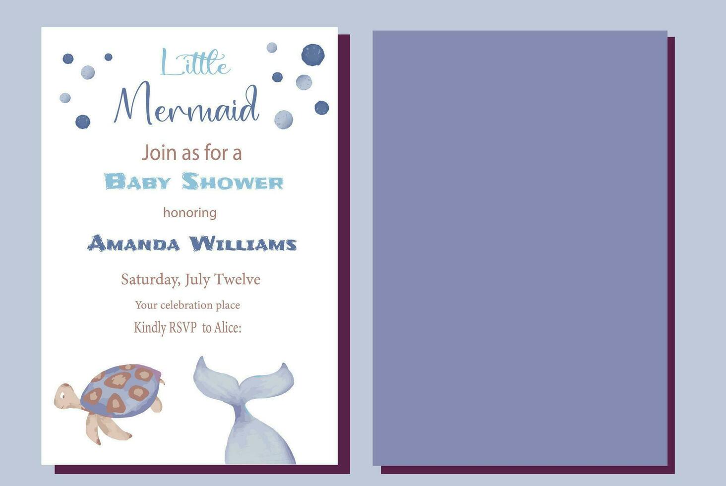 Little Mermaid Under the Sea Baby Shower Invitation vector
