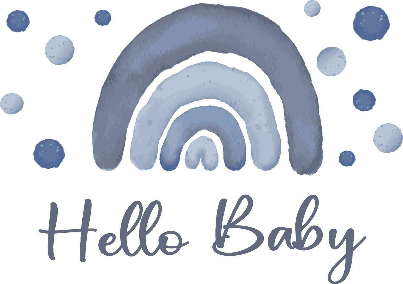 Watercolor Blue Boho Rainbow Hello Baby Sign vector