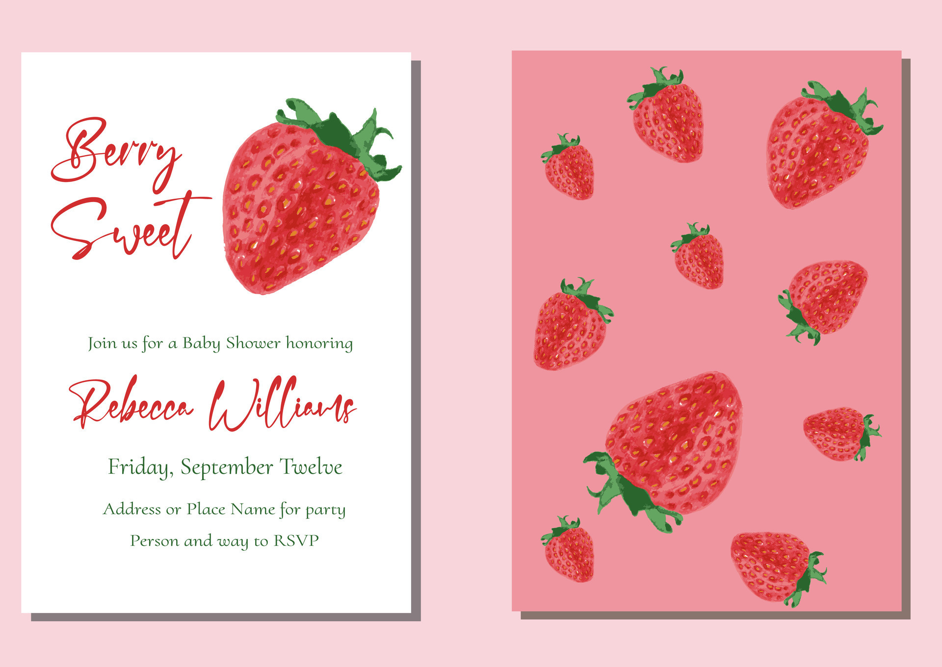 Funky Script Wedding Thank You Card - Berry Berry Sweet