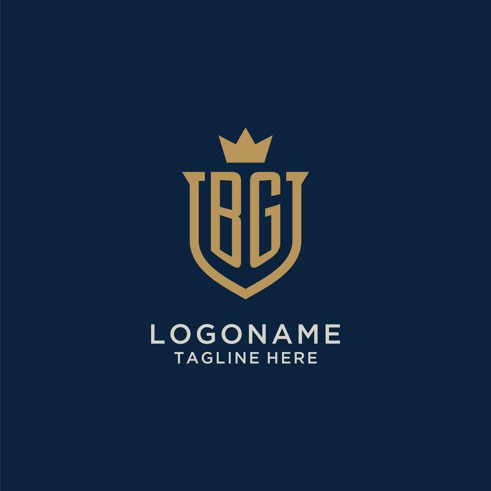 BG initial shield crown logo vector