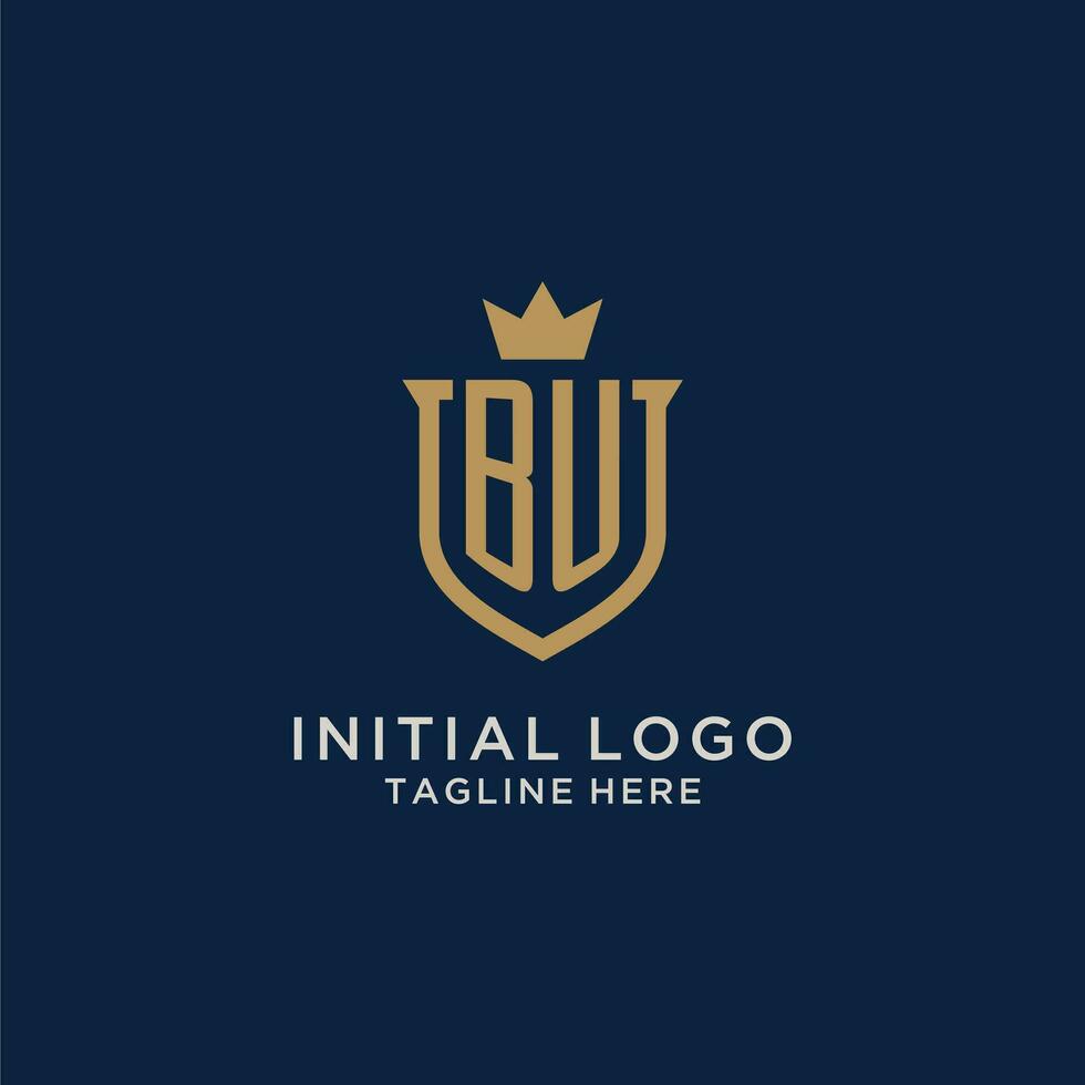 BU initial shield crown logo vector