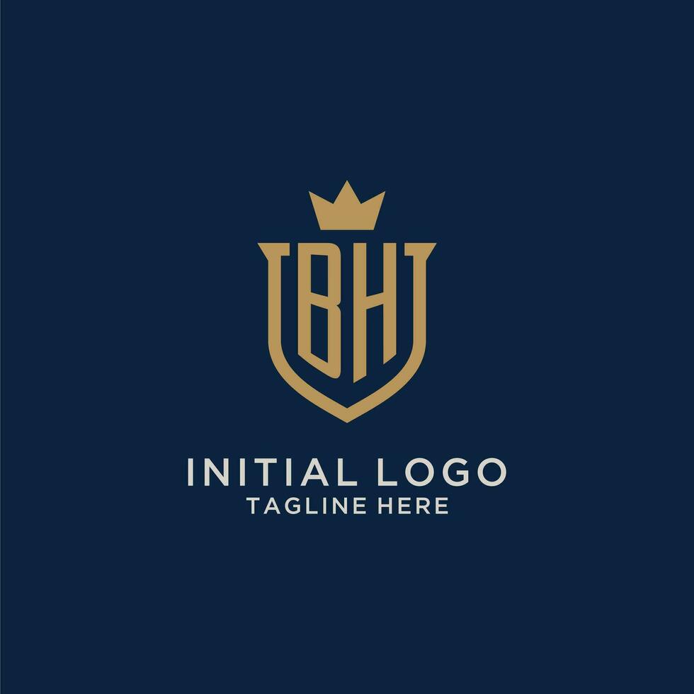 BH initial shield crown logo vector