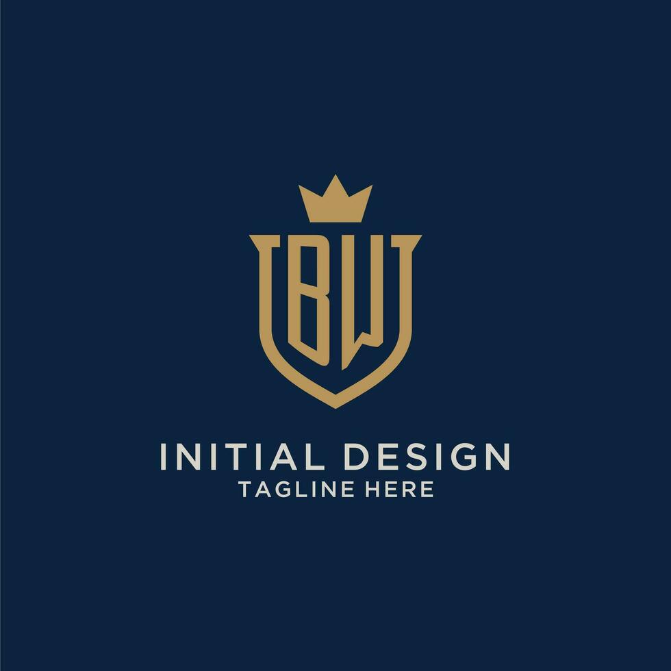 BW initial shield crown logo vector