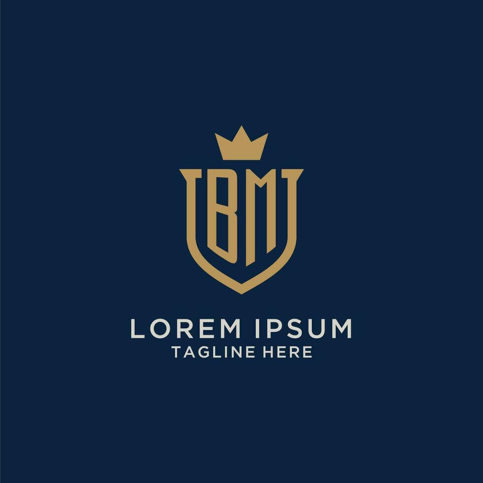 BM initial shield crown logo vector