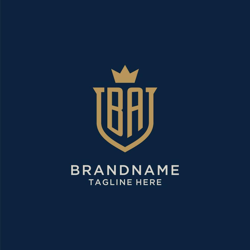 BA initial shield crown logo vector