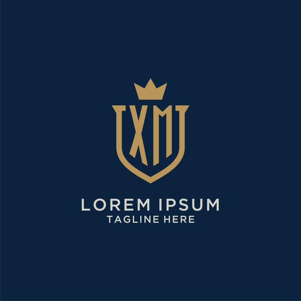 XM initial shield crown logo vector