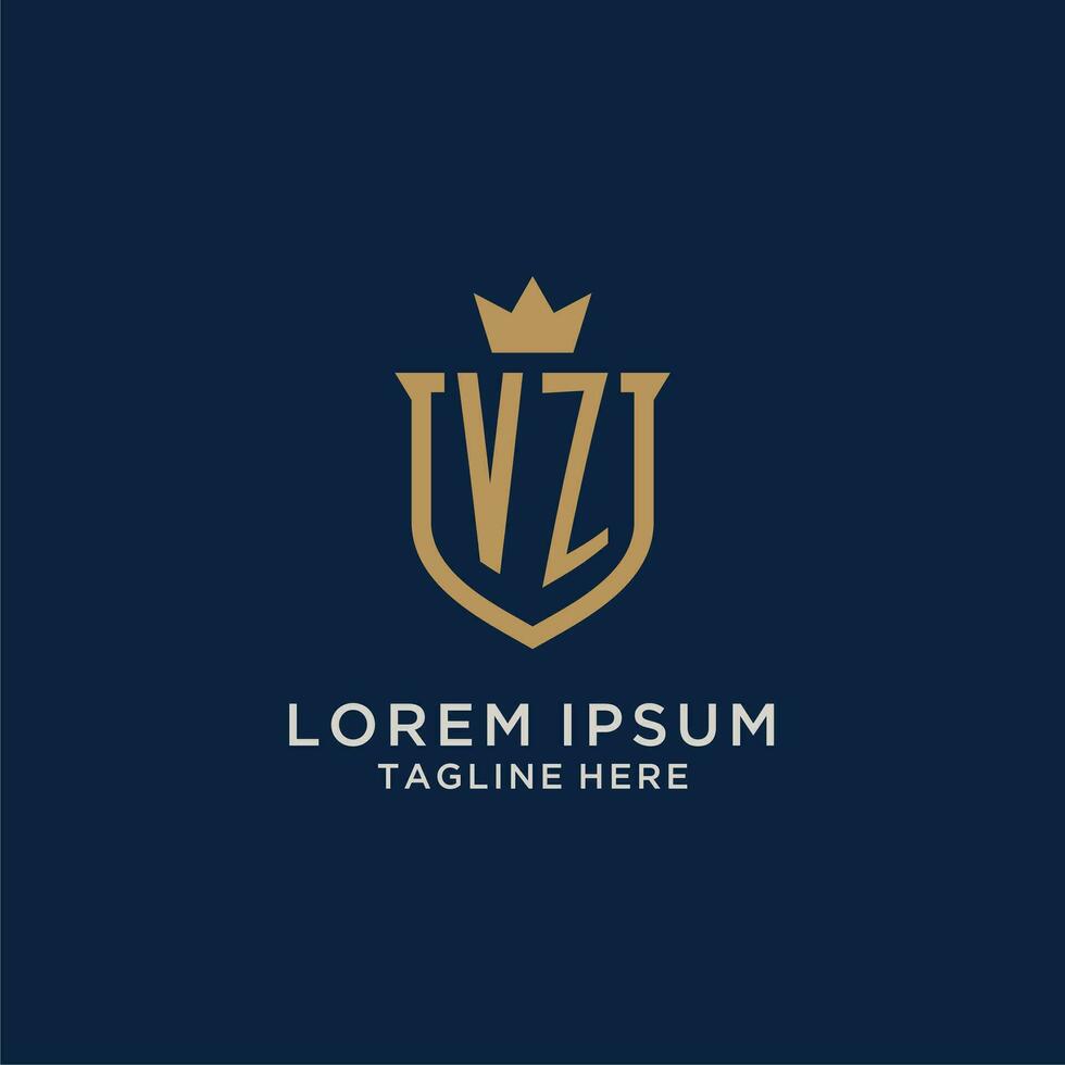 VZ initial shield crown logo vector