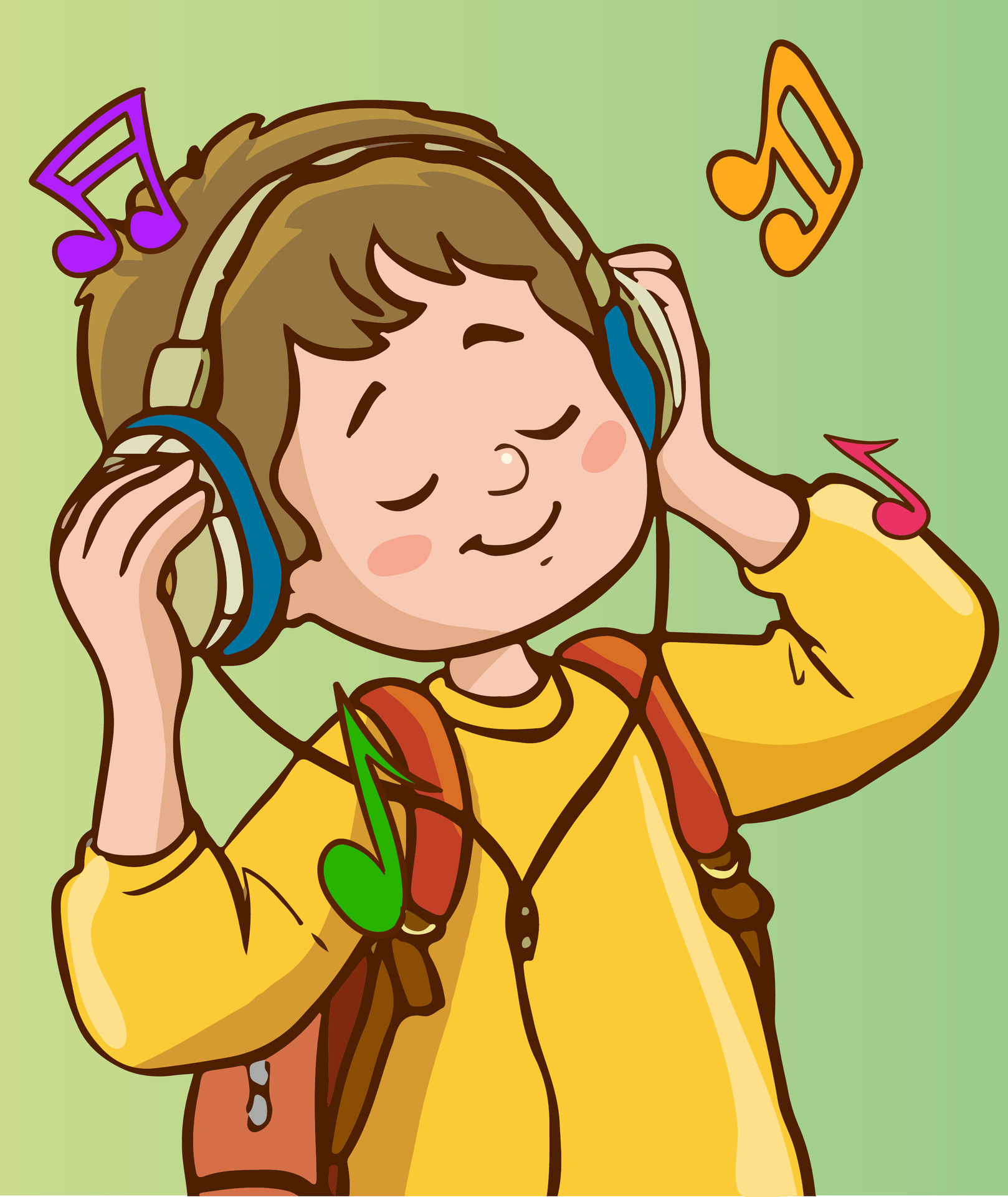 Vector Illustration Of Boy Listening To Music 27475772 Vector Art At 