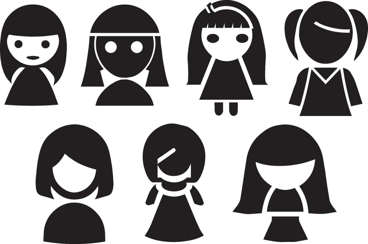 Girl Icon vector pack illustration