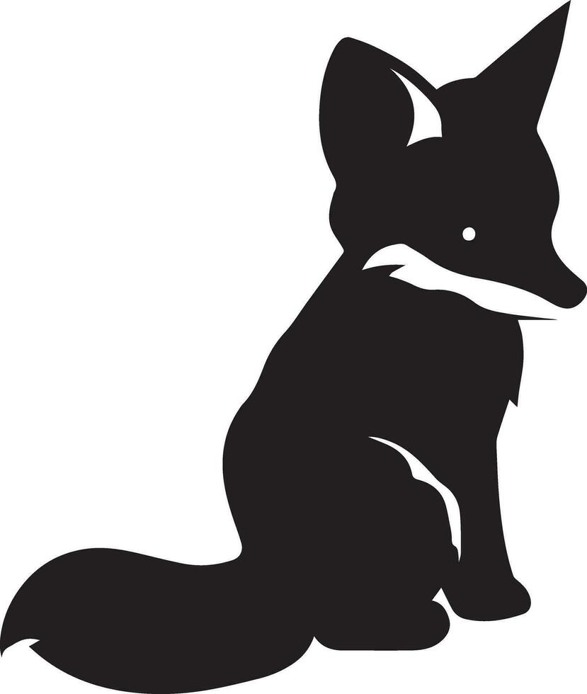 Fox Cub Vector silhouette illustration black color