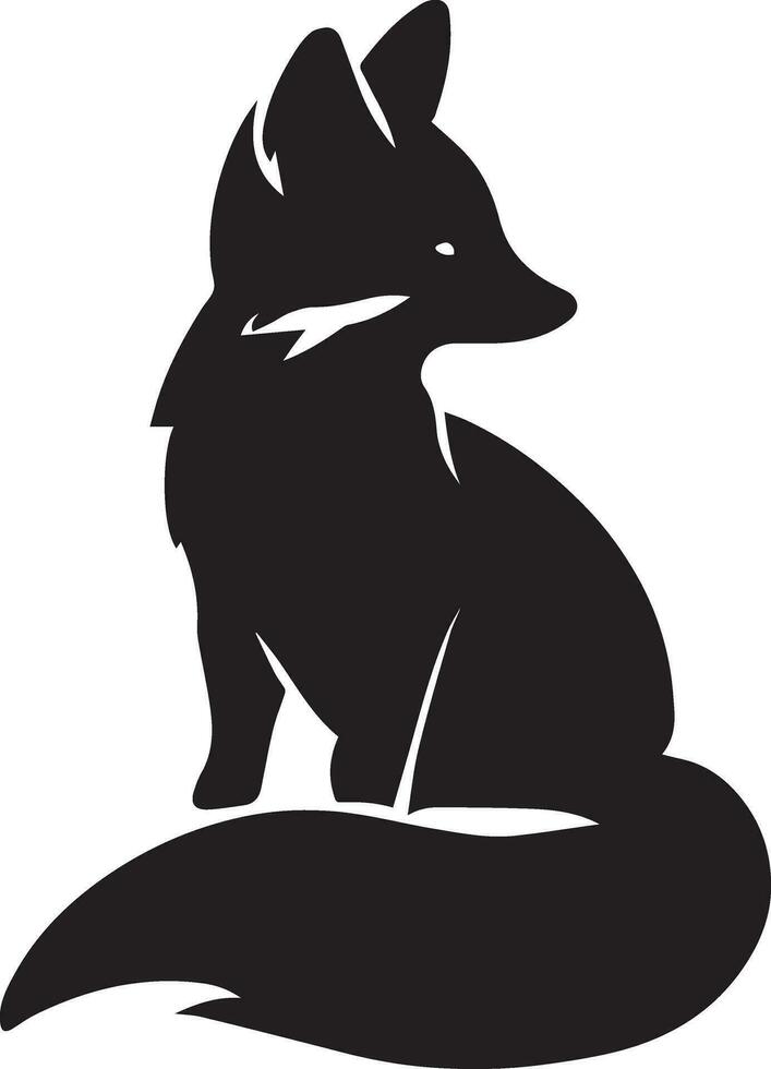 Fox Cub Vector silhouette illustration black color