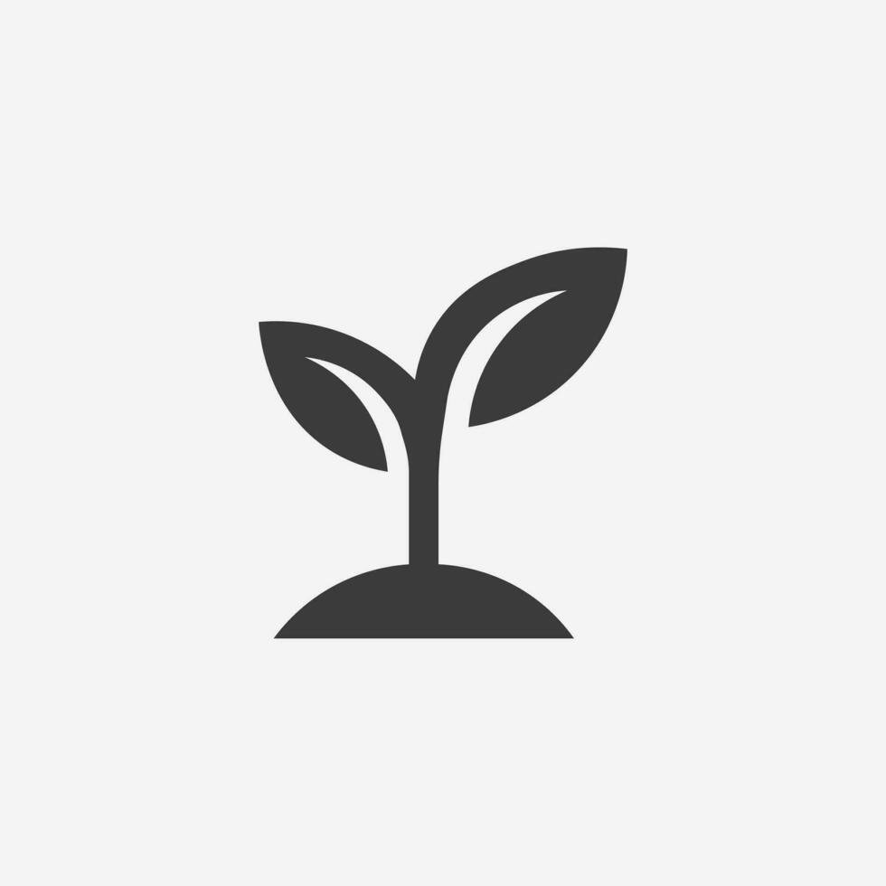 Sprout plant in soil icon vector. Seedling, leaf, seed, green, agriculture symbol sign vector