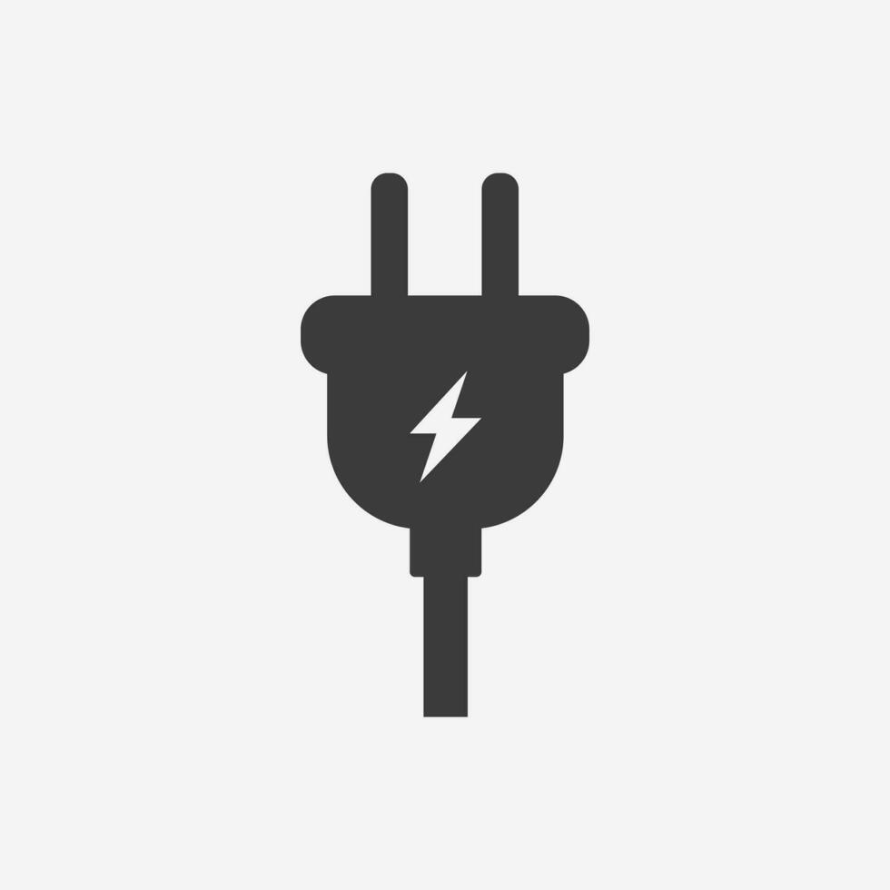 energía, enchufe, enchufe eléctrico, icono de cable vector símbolo aislado