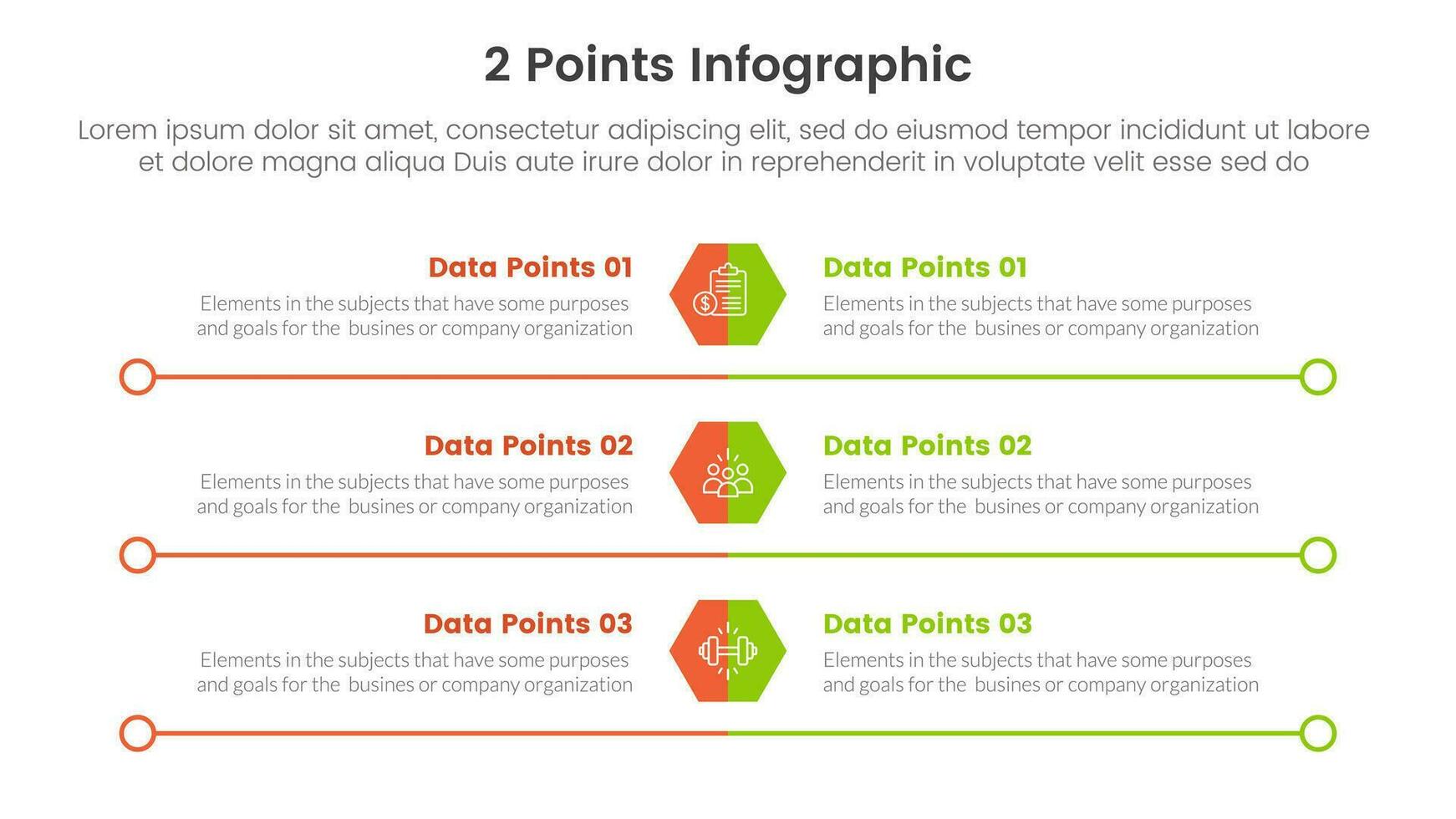 versus o comparar y comparación concepto para infografía modelo bandera con panal y circulo largo contorno con dos punto lista información vector