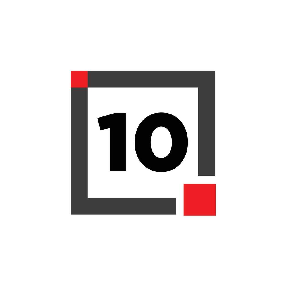 10 number with square box icon. 10 box monogram. vector