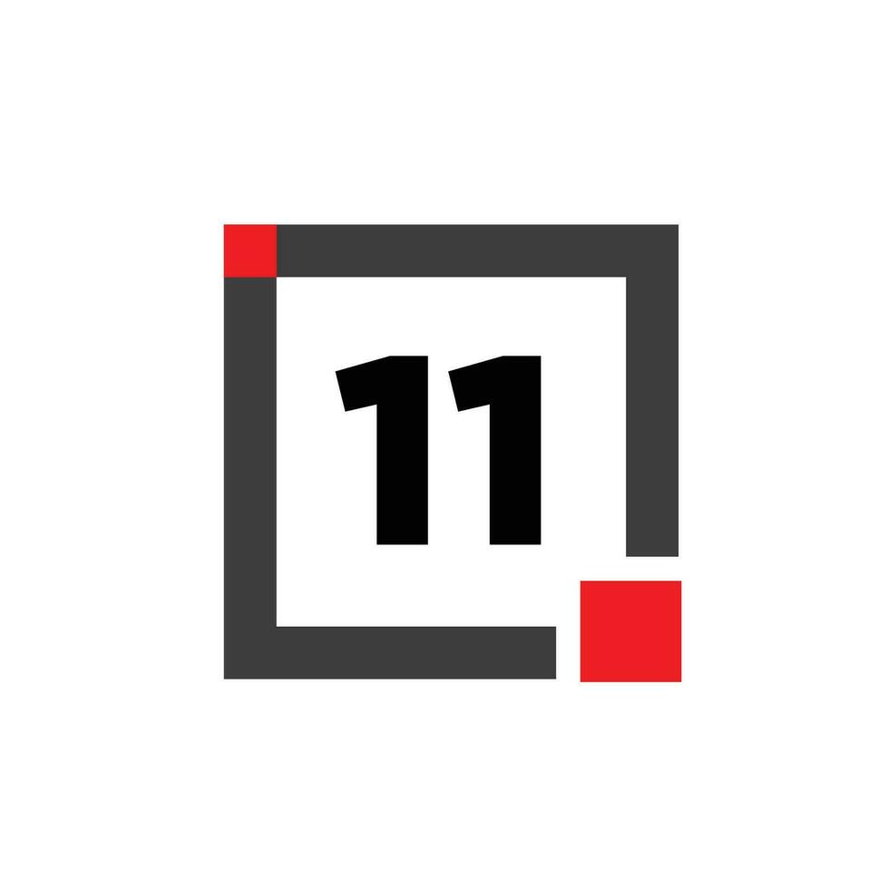 11 number with square box icon. 11 box monogram. vector