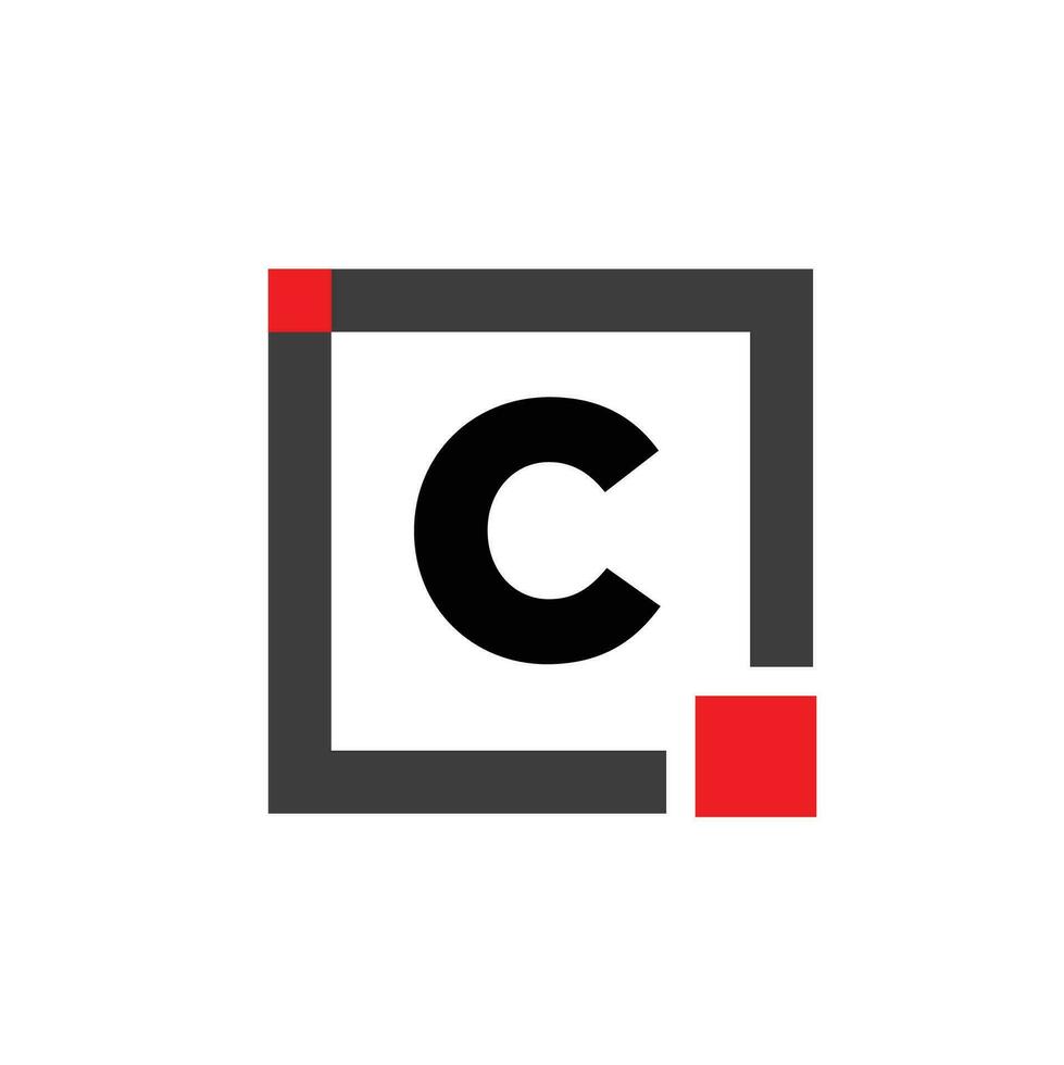 un letra empresa nombre con cuadrado icono. un rojo cuadrado monograma. vector