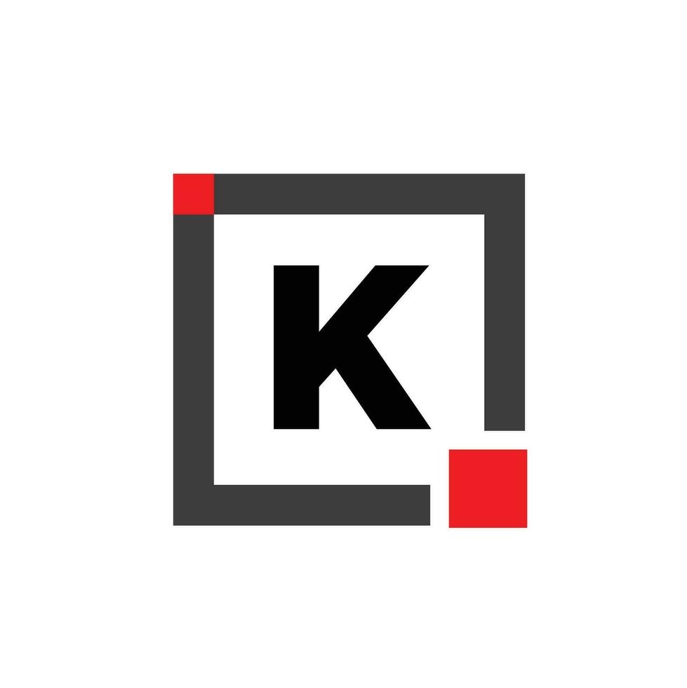 K company name with Square icon. K red square monogram. vector