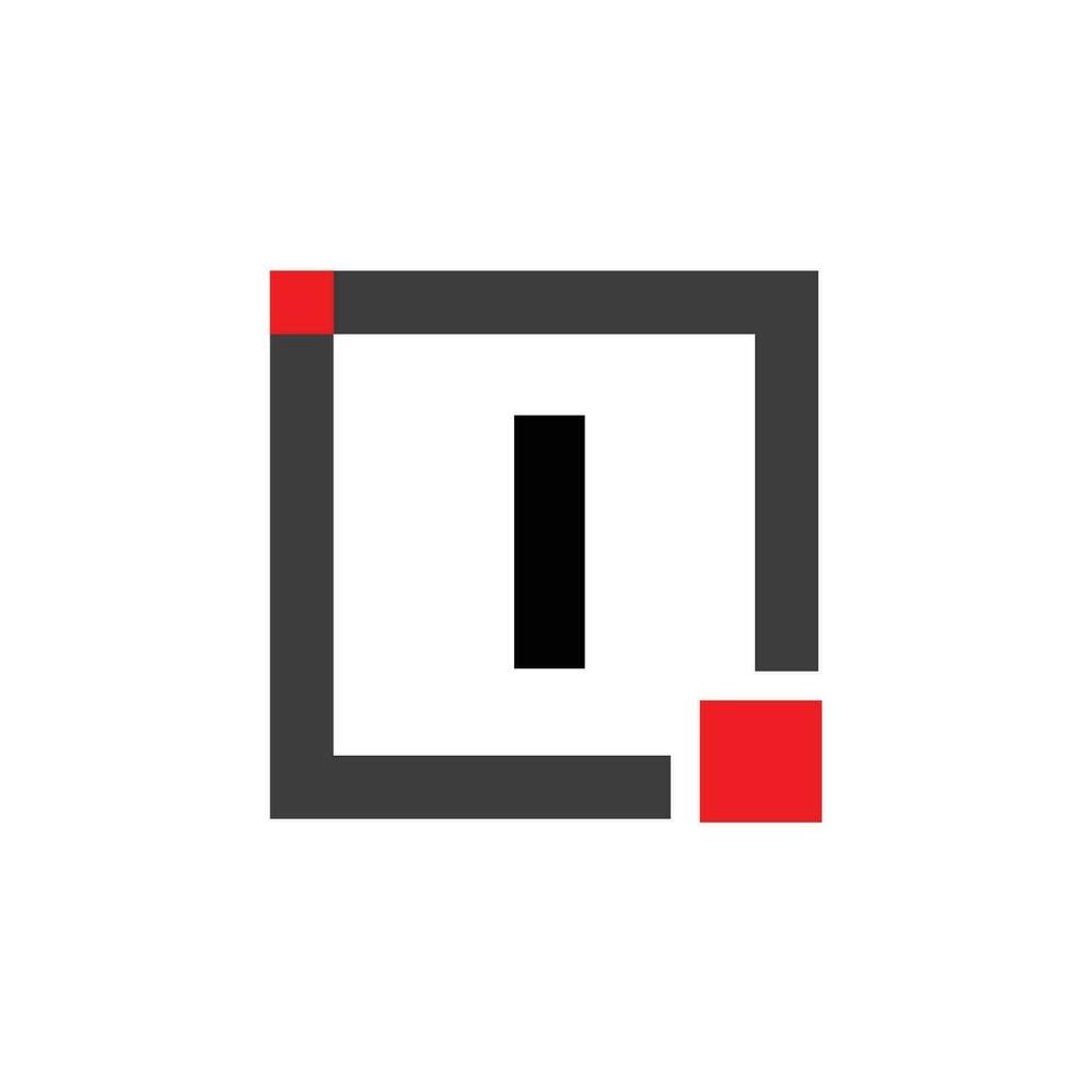 I company name with Square icon. I red square monogram. vector