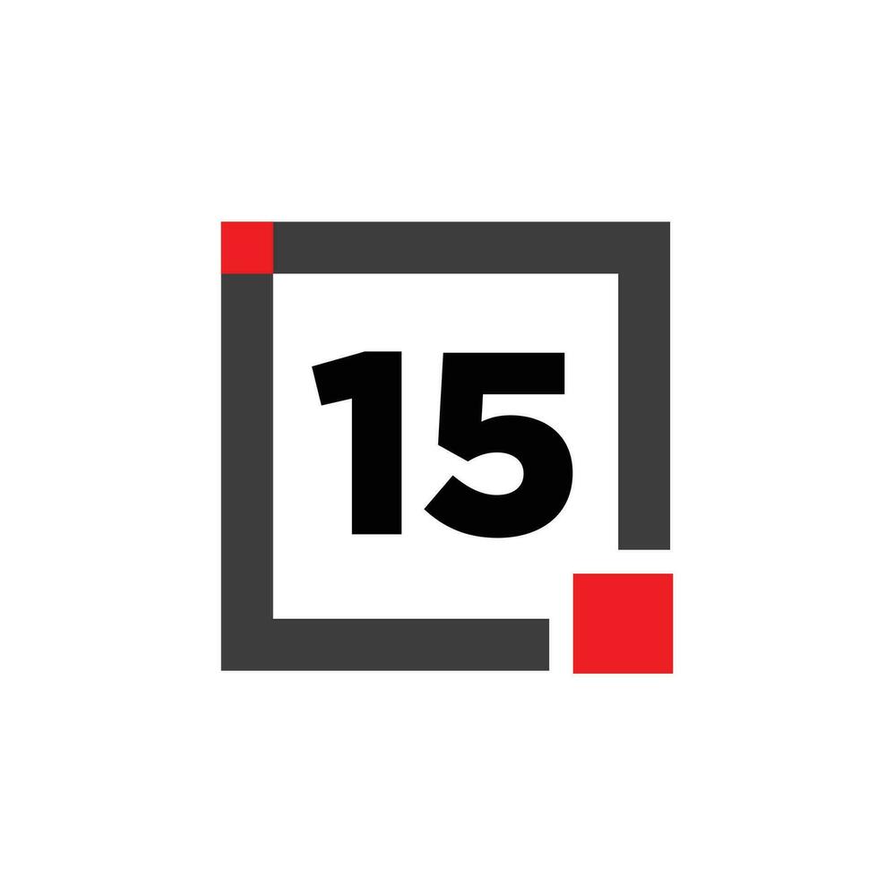 15 number with square box icon. 15 box monogram. vector