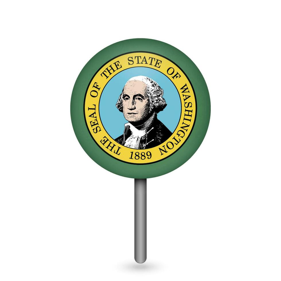 Map pointer with flag of Washington. Vector illustration.