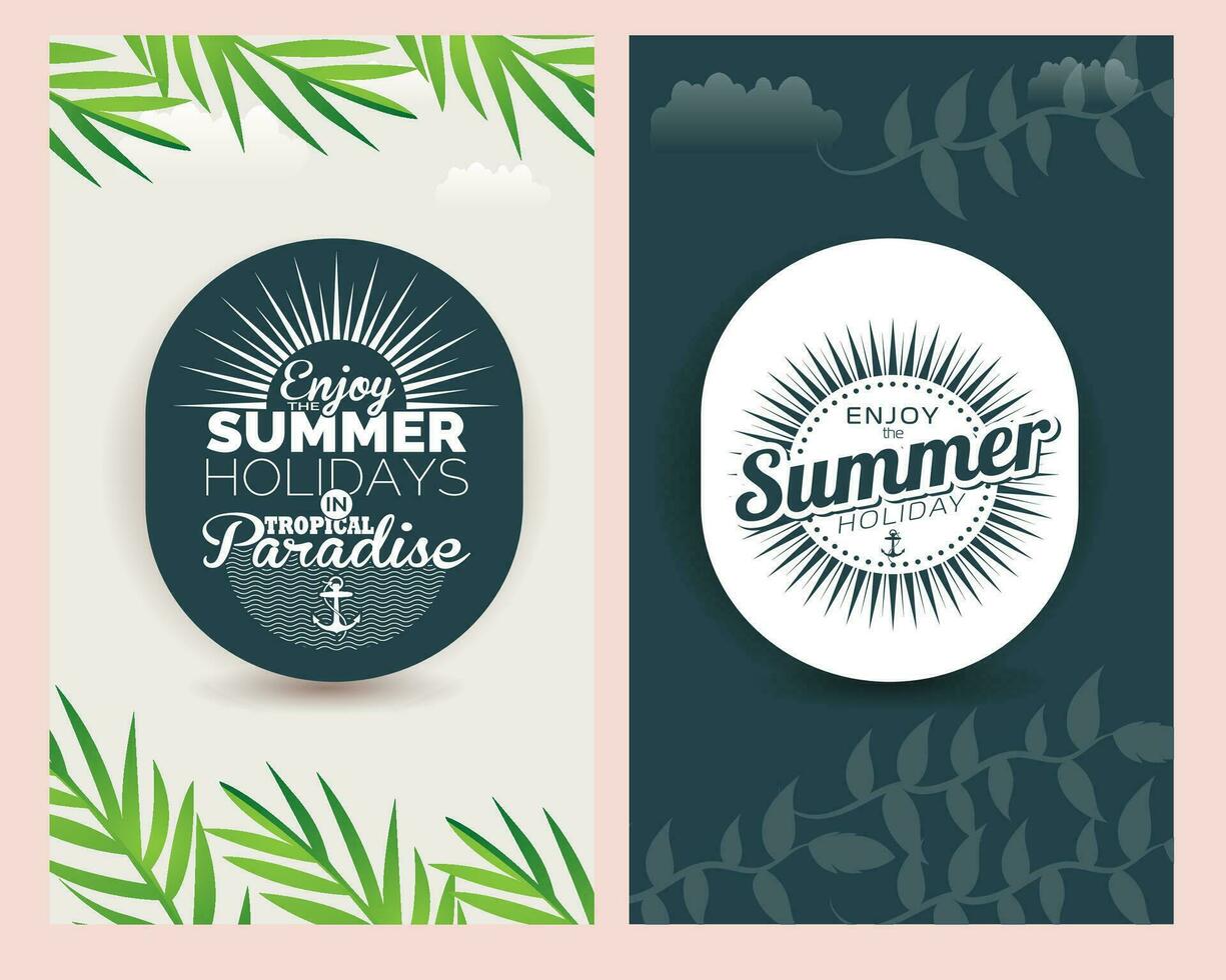 verano rebaja bandera y póster diseño con tropical playa antecedentes vector. realista grande y súper rebaja verano vacaciones antecedentes diseño. vector