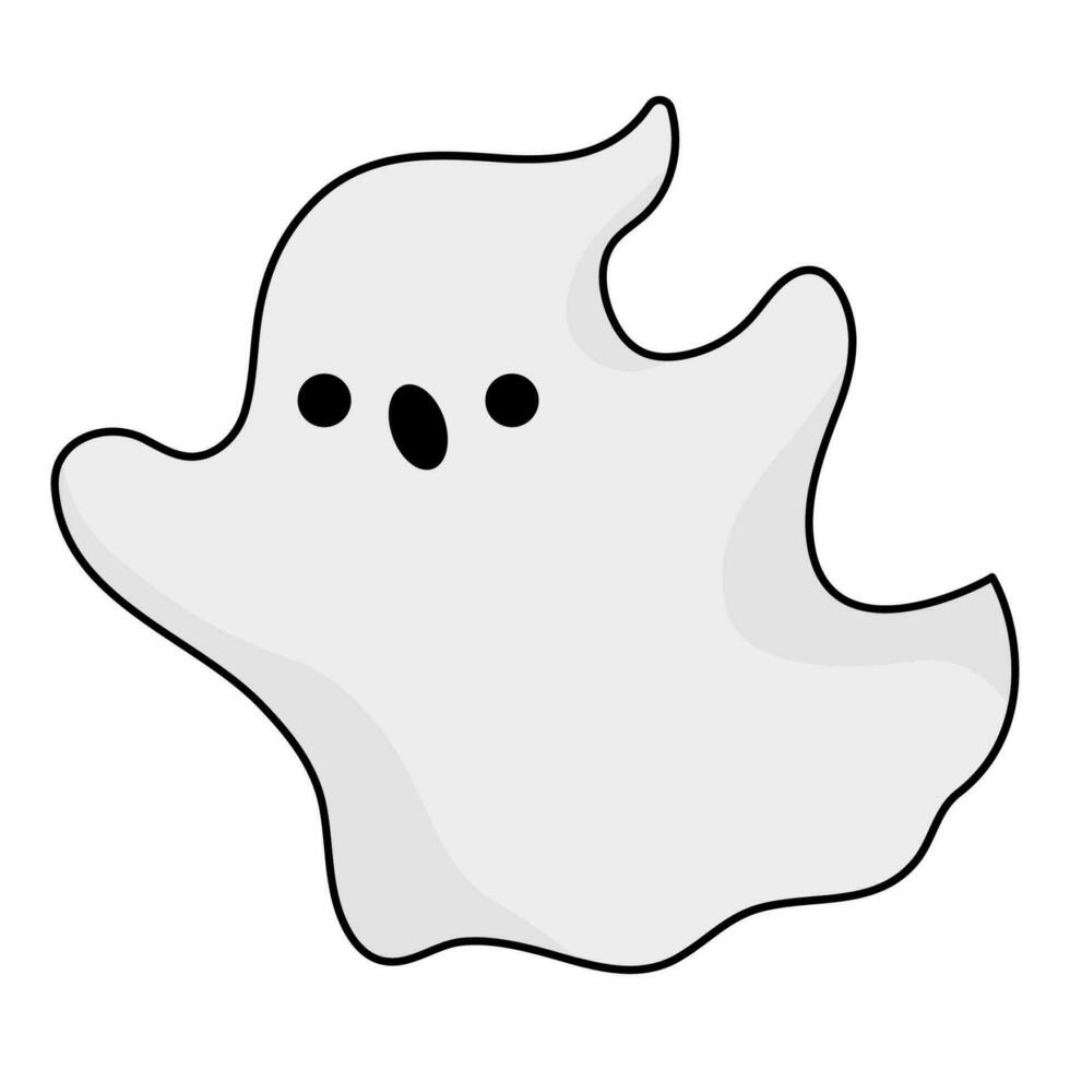 Vector kawaii ghost. Cute Halloween character for kids. Funny autumn all saints day cartoon illustration with flying spook. Samhain party day of the dead icon or symbol for children