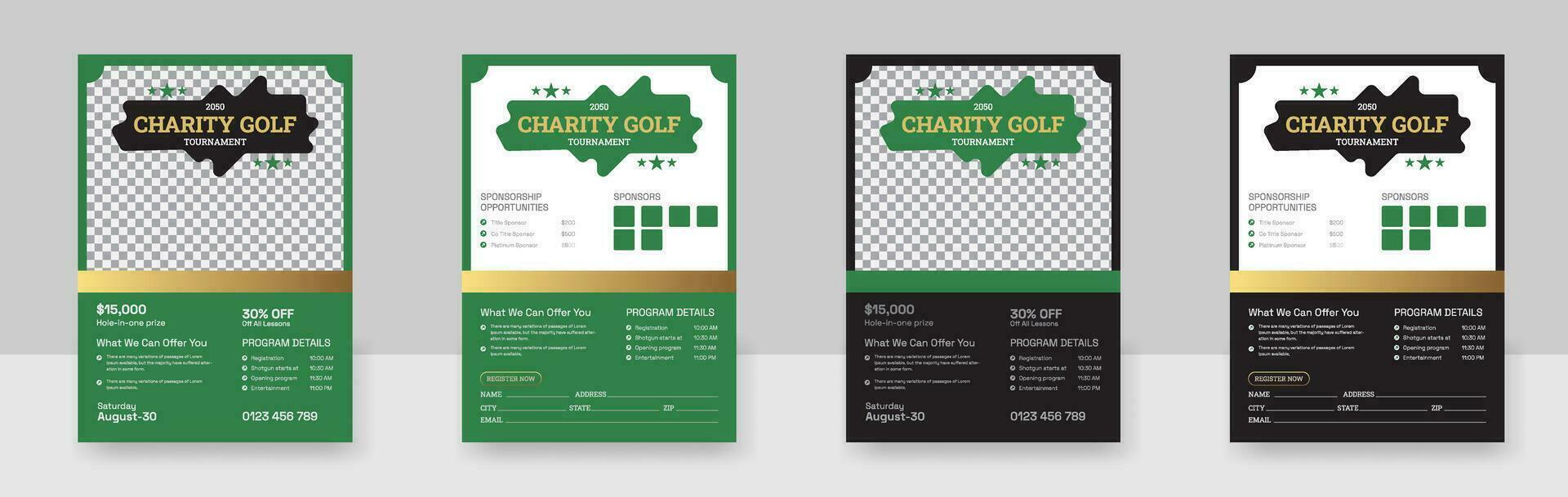 Double Side Golf Tournament Flyer Layout Bundle, Golf Club Event Banner Vector Template