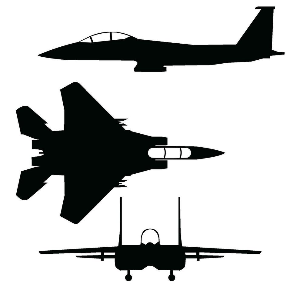 f15 águila chorro combatiente icono conjunto vector