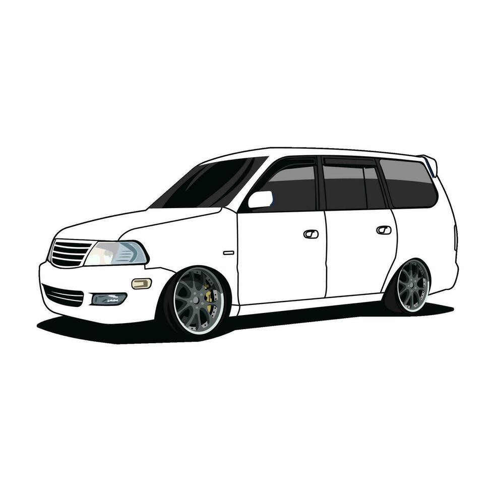 familia coche suv negro y blanco vector