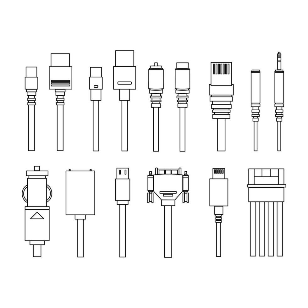 Socket usb plug in bundles vector