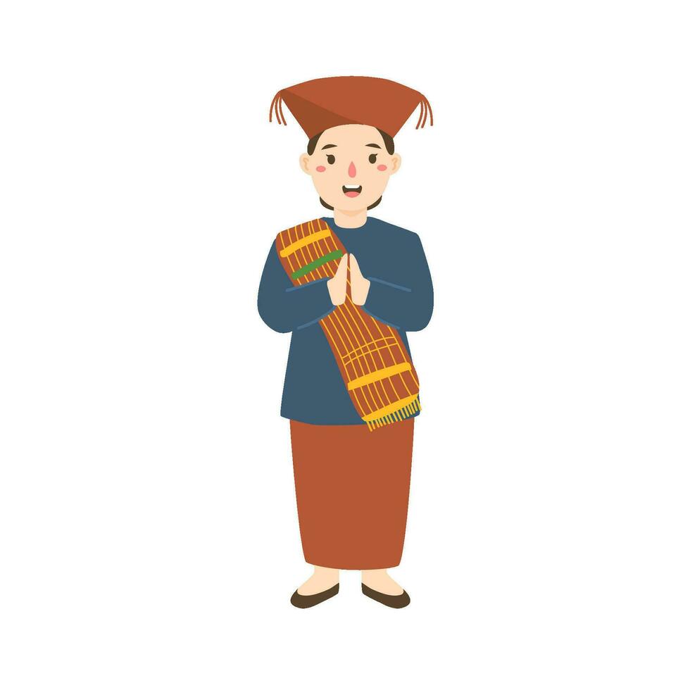 woman wear batak simalungun traditional clothes vector