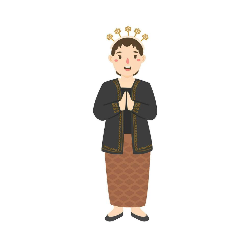 woman wear west java traditional clothes vector
