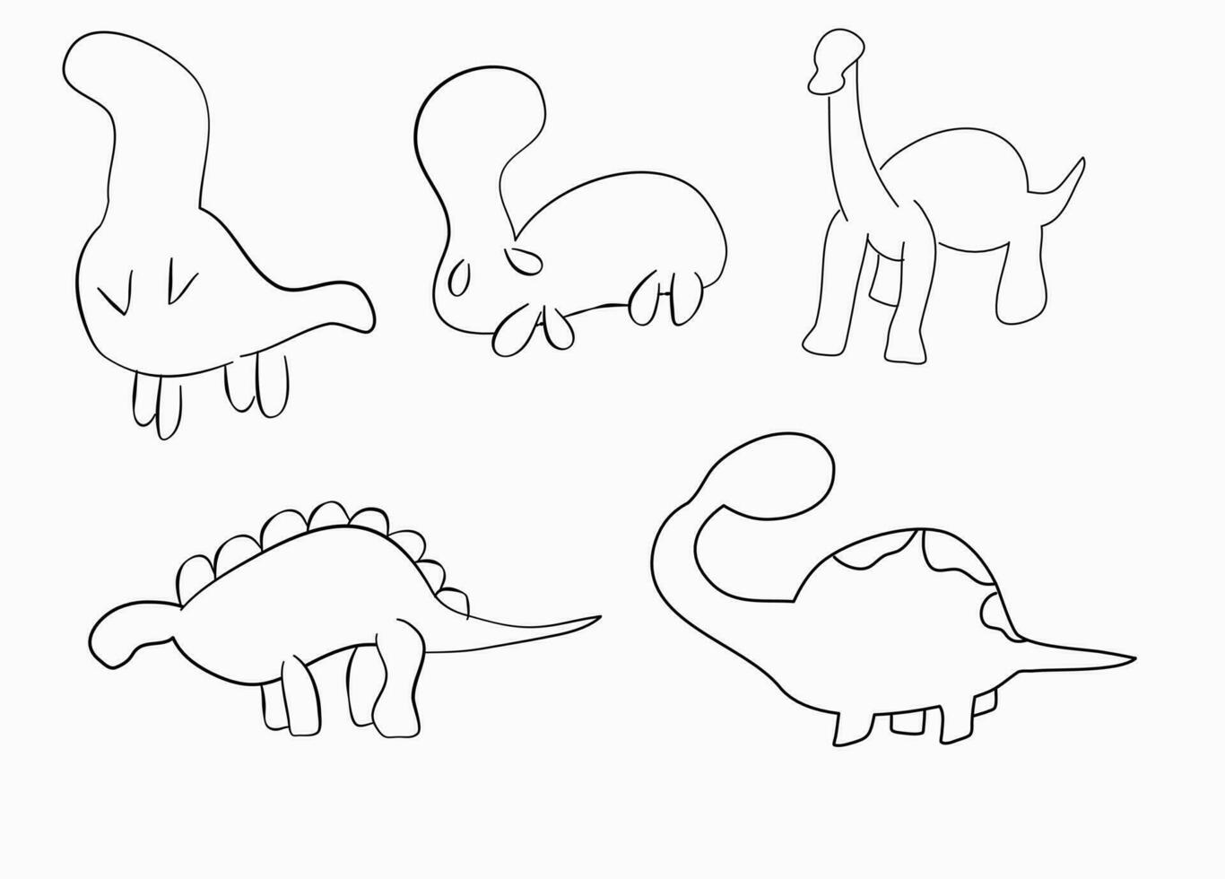 Dinosaurs doodle  line art vector