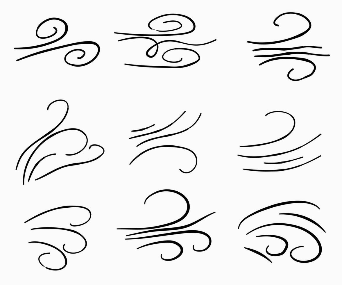 Hand Drawn Waves Doodle Art vector