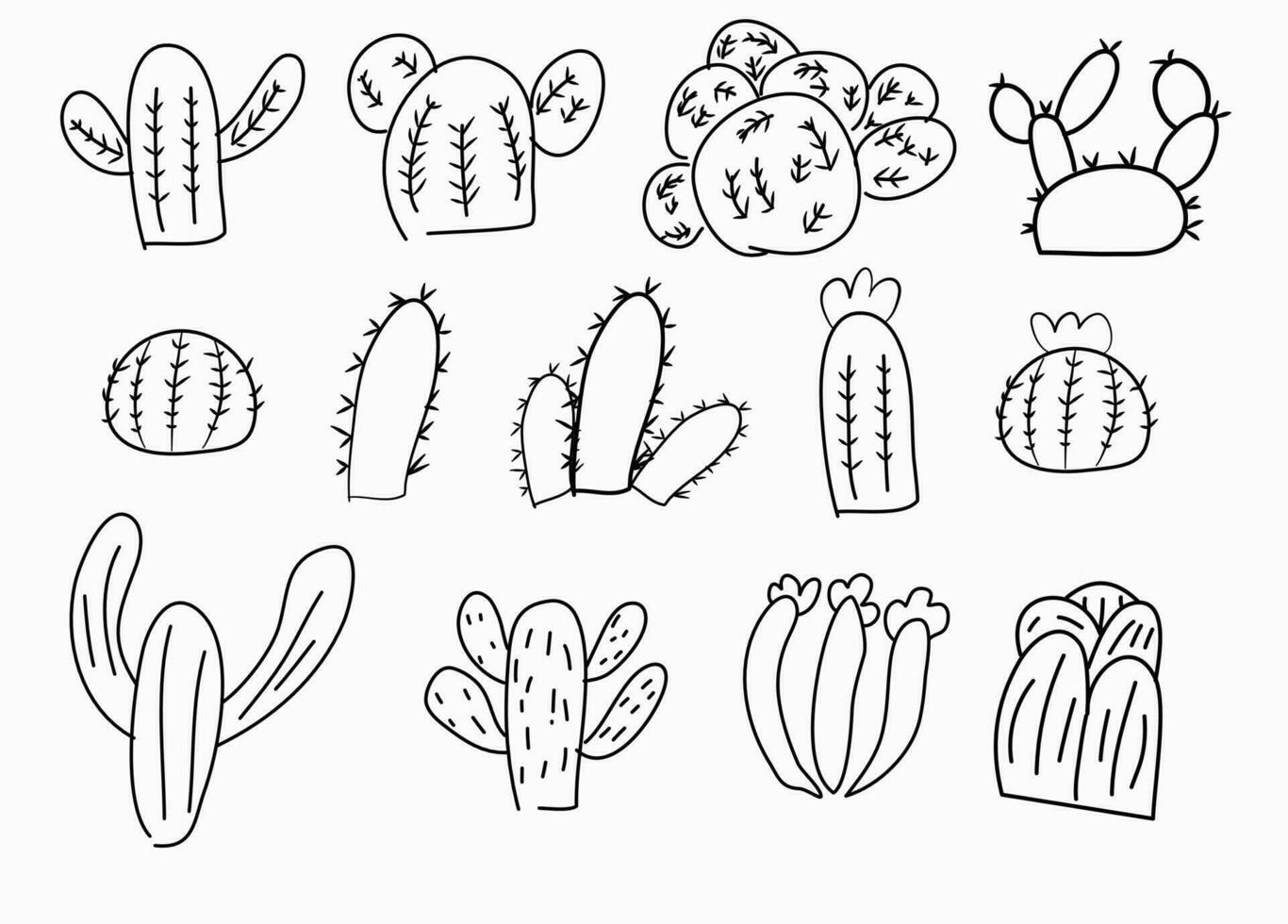 Cactus doodle  line art vector