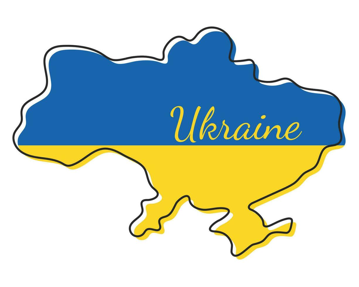 Vector illustration. Ukraine map simple outline.