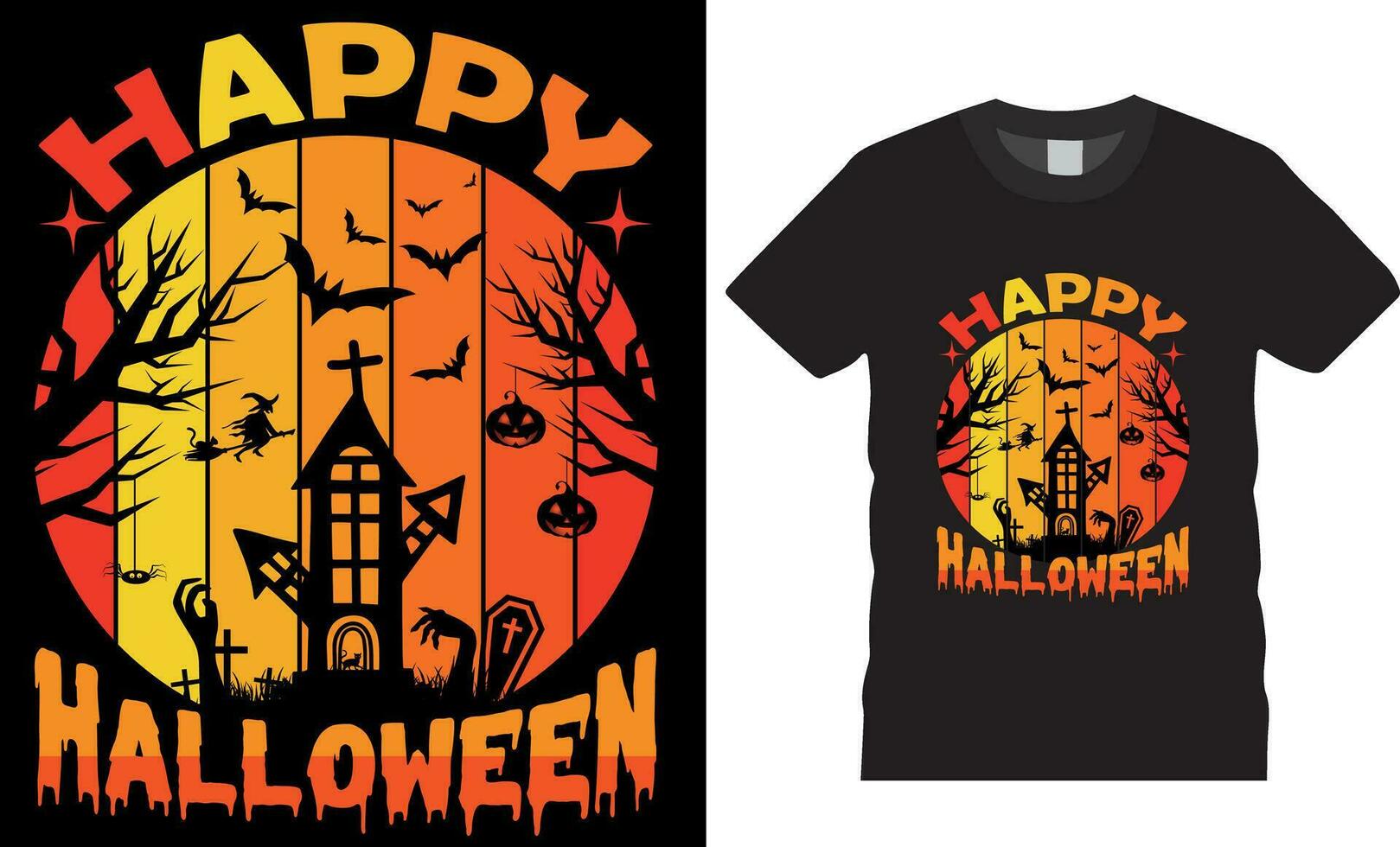 Premium Vector, Happy Halloween T-shirt design vector template