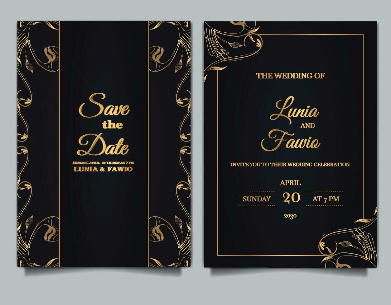 lujo Boda invitación tarjetas conjunto vector