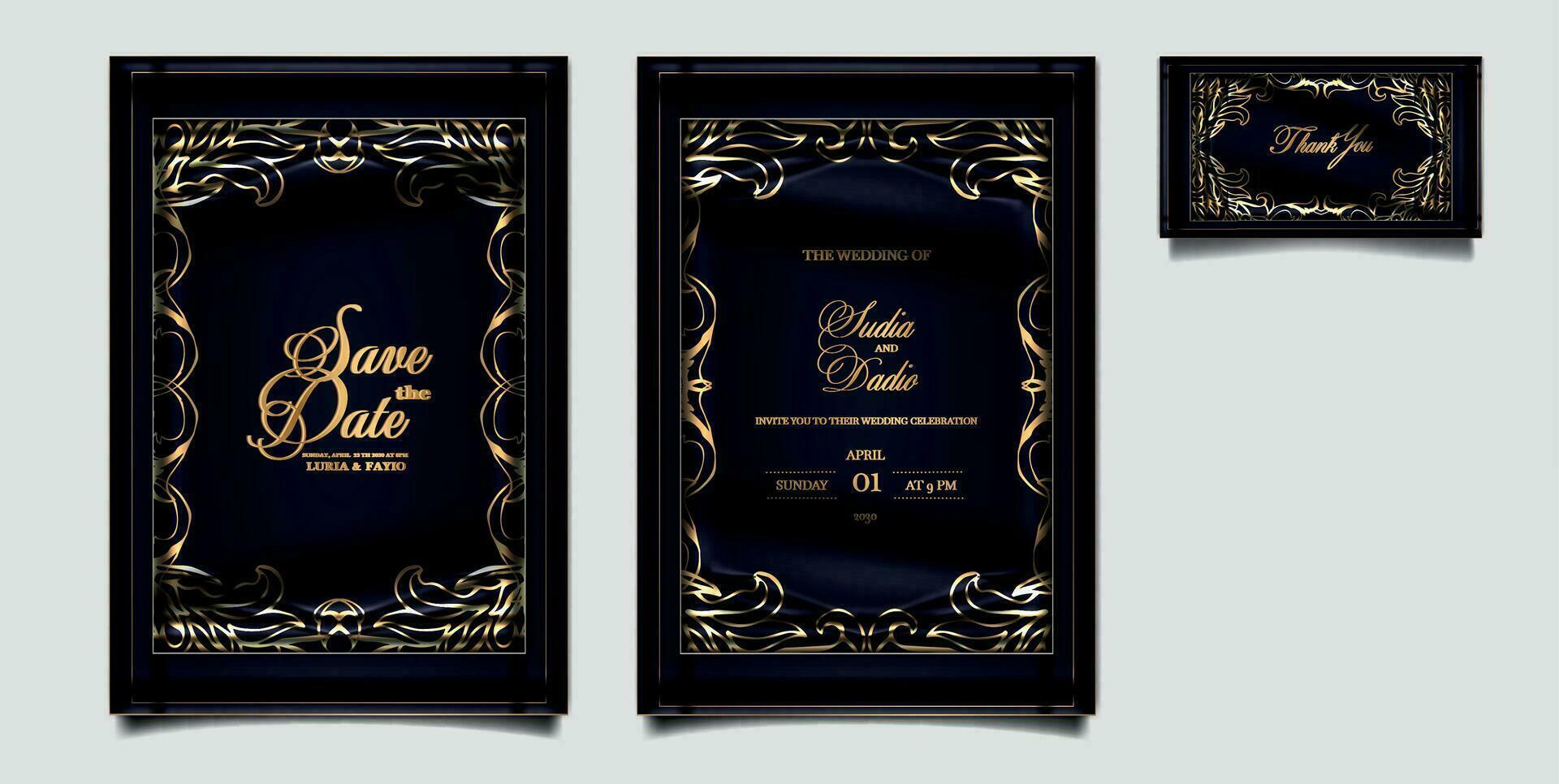 lujo elegante Boda invitación tarjeta diseño conjunto vector