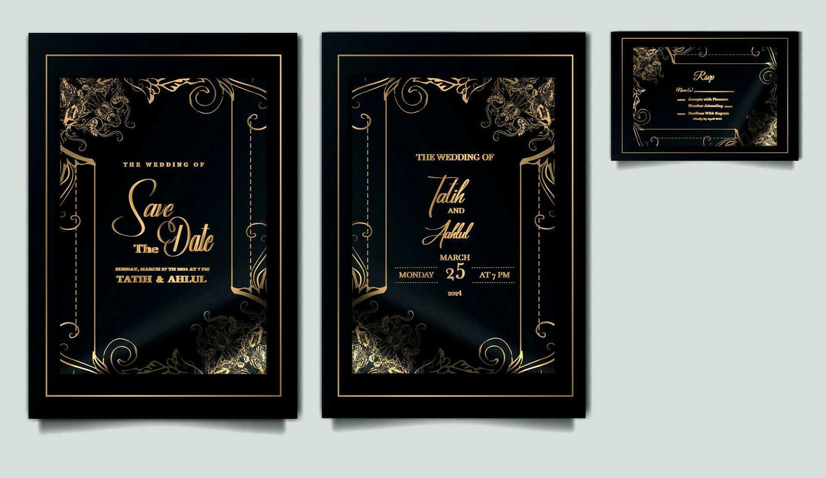 lujo elegante Boda invitación tarjeta diseño conjunto vector